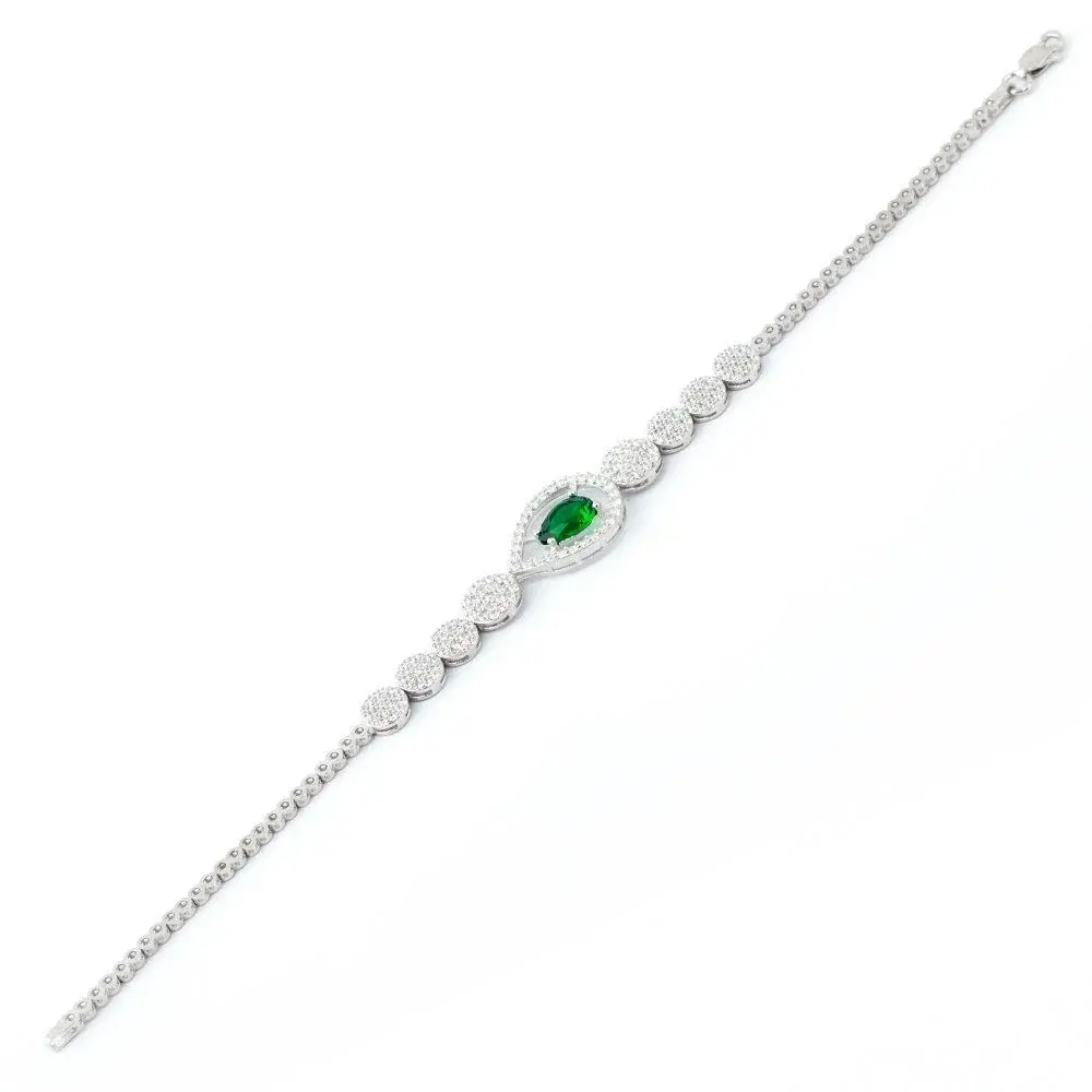 Takıhan 925 Sterling Silver Green Zircon Set - 5