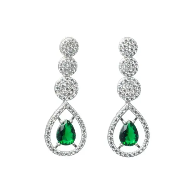 Takıhan 925 Sterling Silver Green Zircon Set - 3