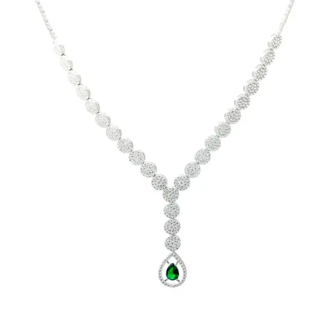 Takıhan 925 Sterling Silver Green Zircon Set - 2