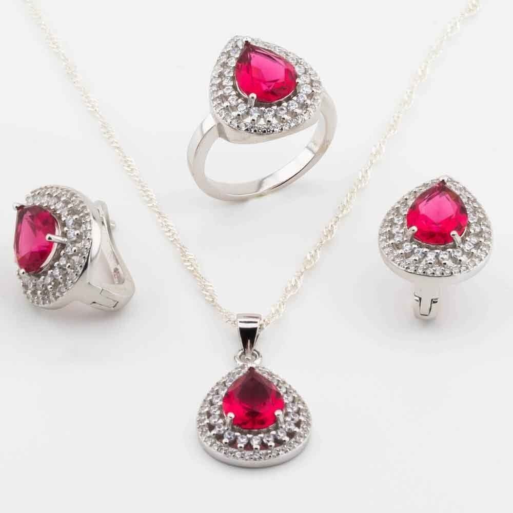 Takıhan 925 Sterling Silver Pink Zircon Drop Design Set - 1