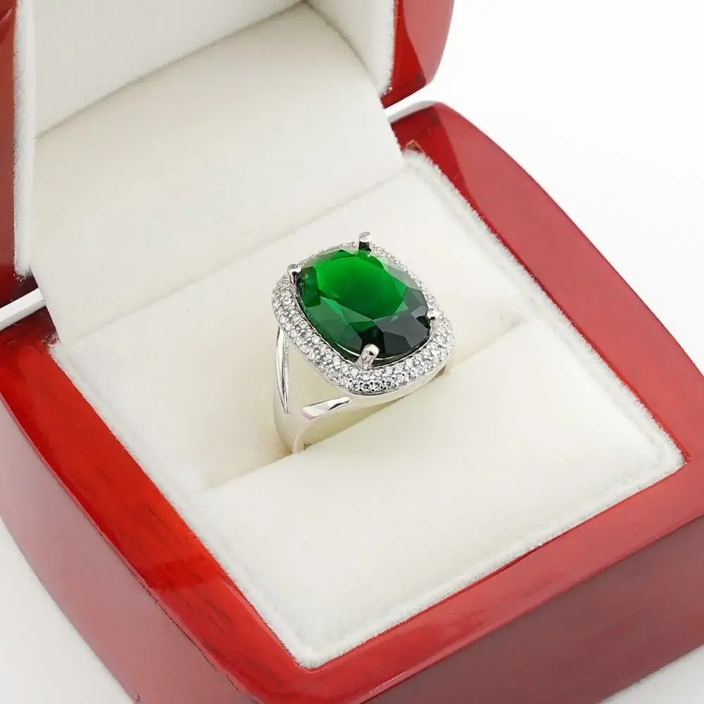 Takıhan 925 Sterling Silver Ring with Green Zircon Stone - 2