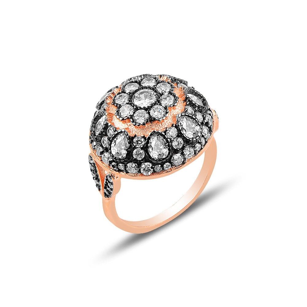 Takıhan 925 Sterling Silver Ring with Traditional Diamond-Cut Stones - 1