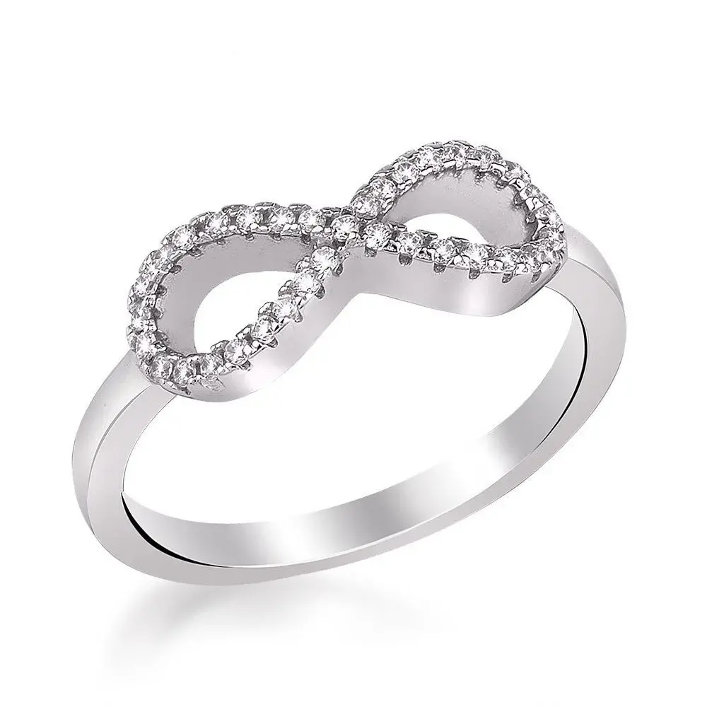 Takıhan 925 Sterling Silver Zircon Stone Infinity Model Ring - 1