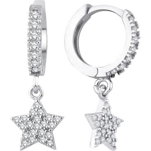 Takıhane Dangle Star Silver Earrings with Zircon Stones - 2