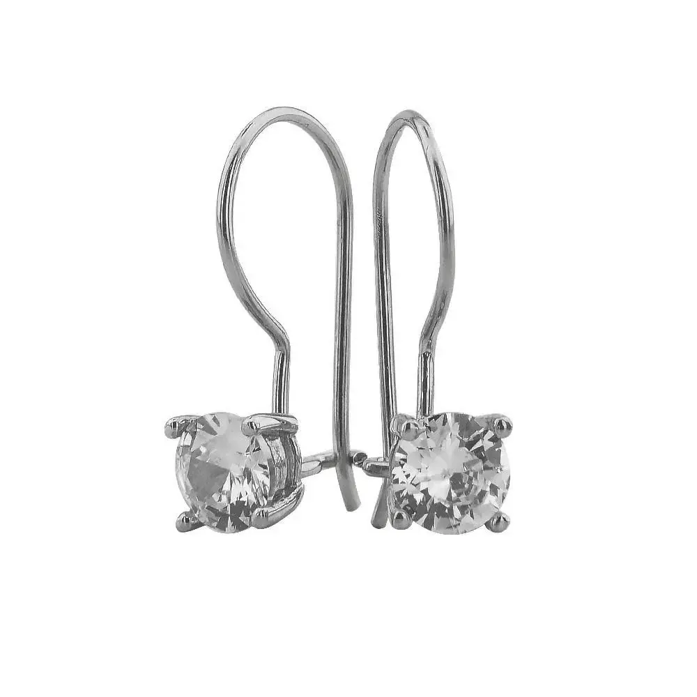 Takıhane Round Zircon Stone Silver Earrings - 1