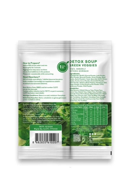 TheLifeCo Additive-Free Green Vegetable Detox Soup 21g - 12-Pack Box - 2