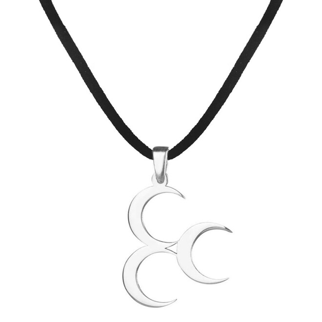 Three Crescent Single Nation Necklace Leather Rope - 1