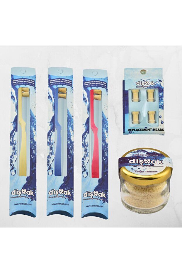 Toothwak 3 Adet Misvak Başlı Diş Fırçası + Misvak Tozu + Yedek Başlık - 1