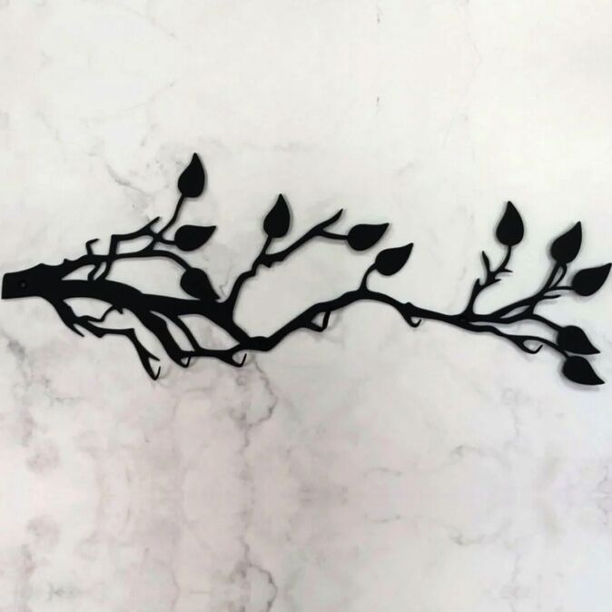 Tree Branches Coat Rack Leaves Metal Wall Hanger - 2