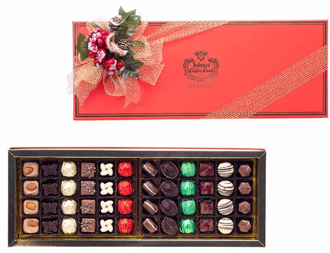 Vertical Striped Red Box - 48 Pieces Special Chocolate - 1