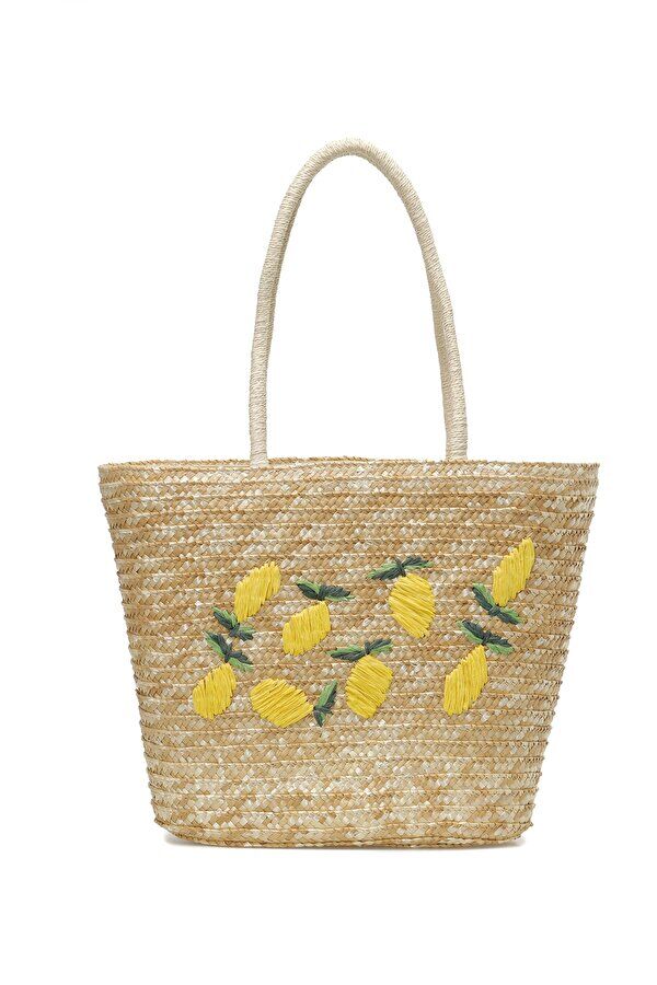 Women's beach bag with lemon patterns - 1