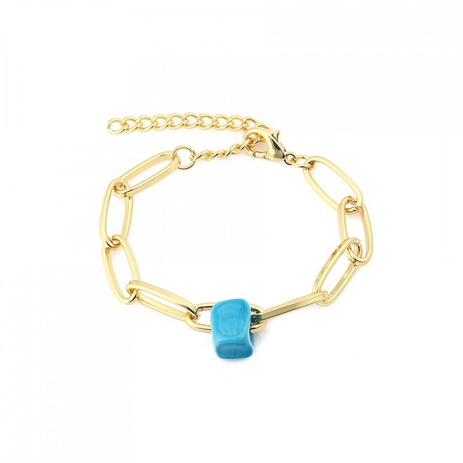 Women's bracelet gold color with stone - 1