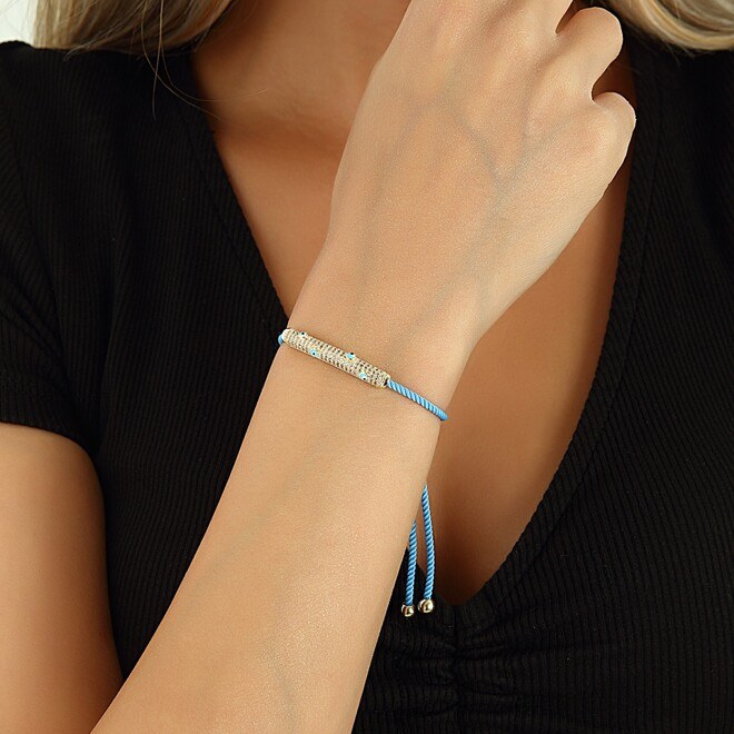 Women's bracelet made of thread with zircon - 1