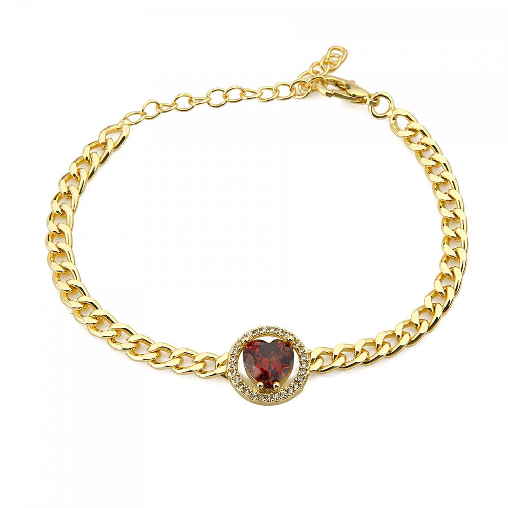 Women's bracelet made of zircon in heart shape - 1