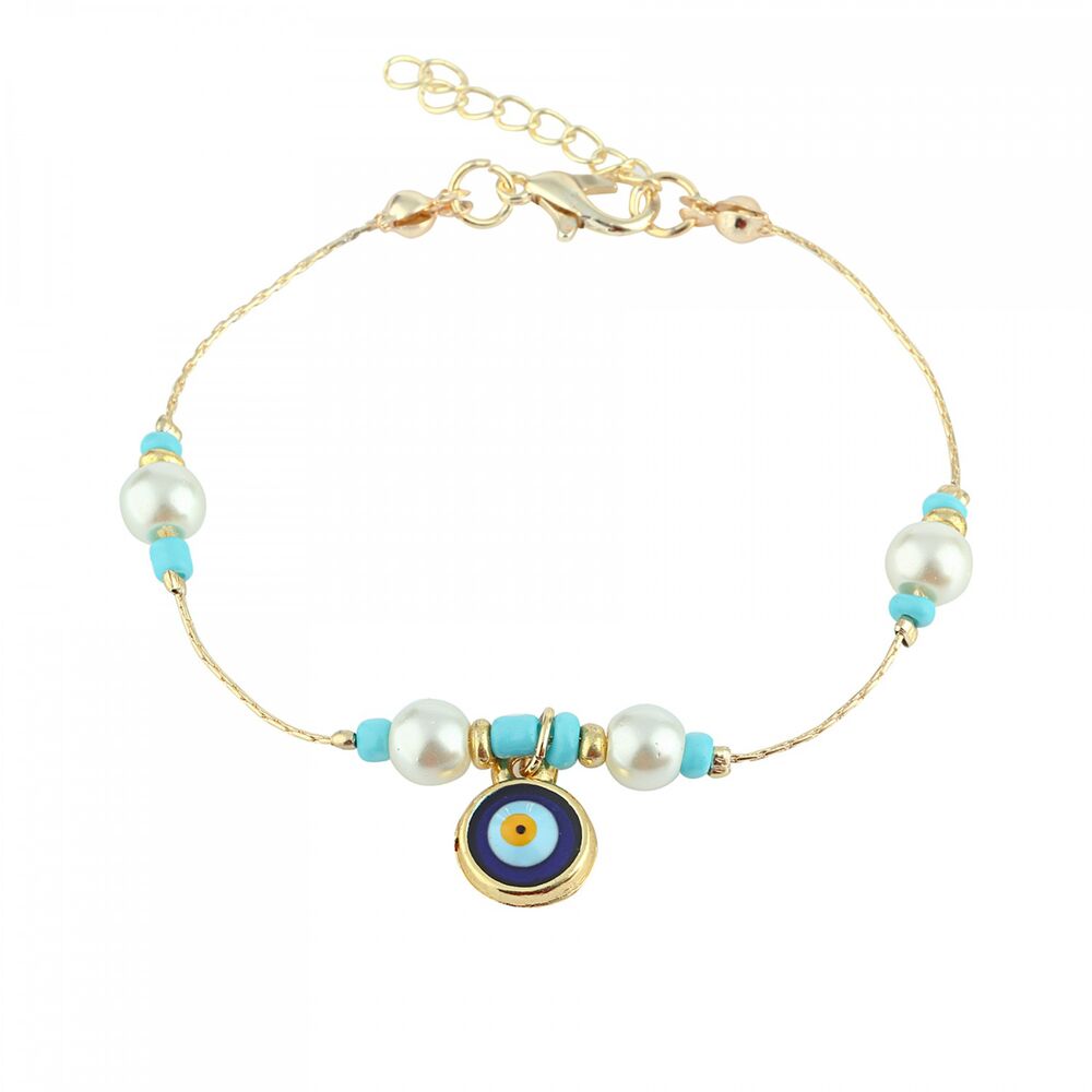 Women's bracelet with blue eye stone - 1