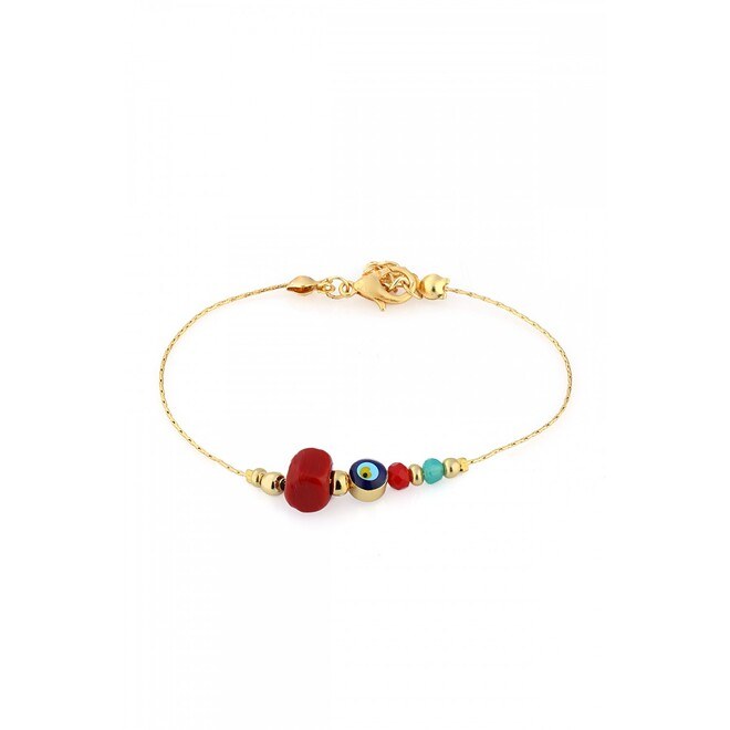 Women's bracelet with eye and colored stones - 1