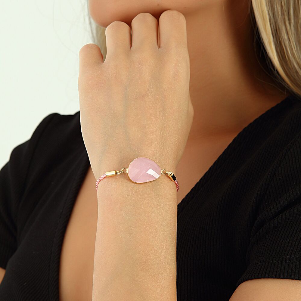 Women's bracelet with pink zircon stone - 1