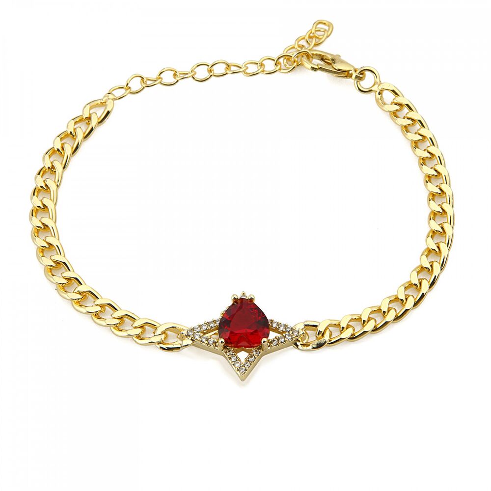 Women's bracelet with red heart zircon - 1