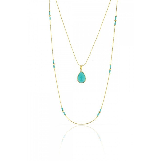 Women's double necklace with stone - 3