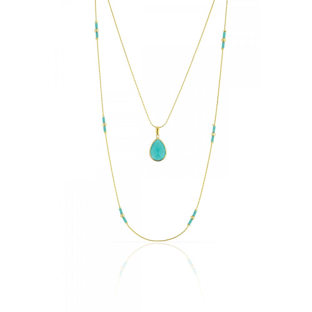 Women's double necklace with stone - 3