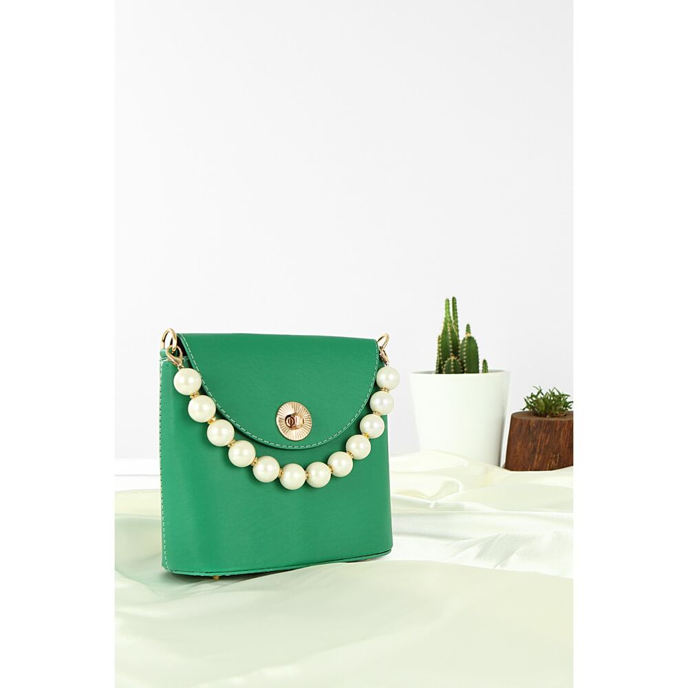 Women's handbag with pearl design - 12