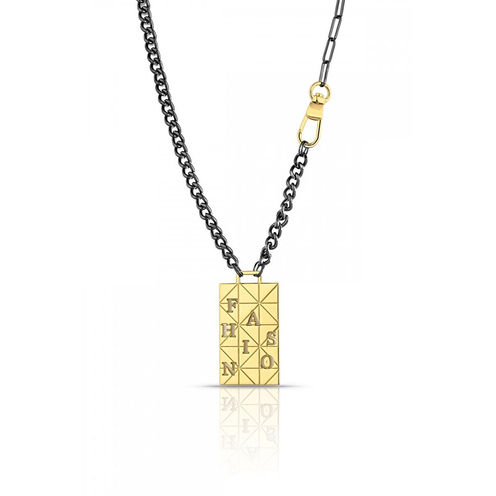 Women's necklace golden-gray square - 1