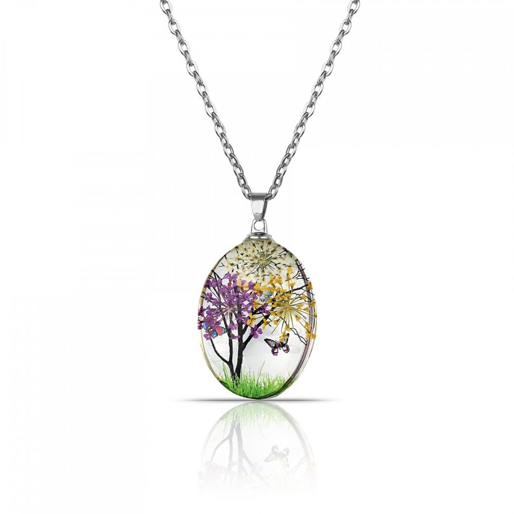 Women necklace with a flower and butterfly design - 1