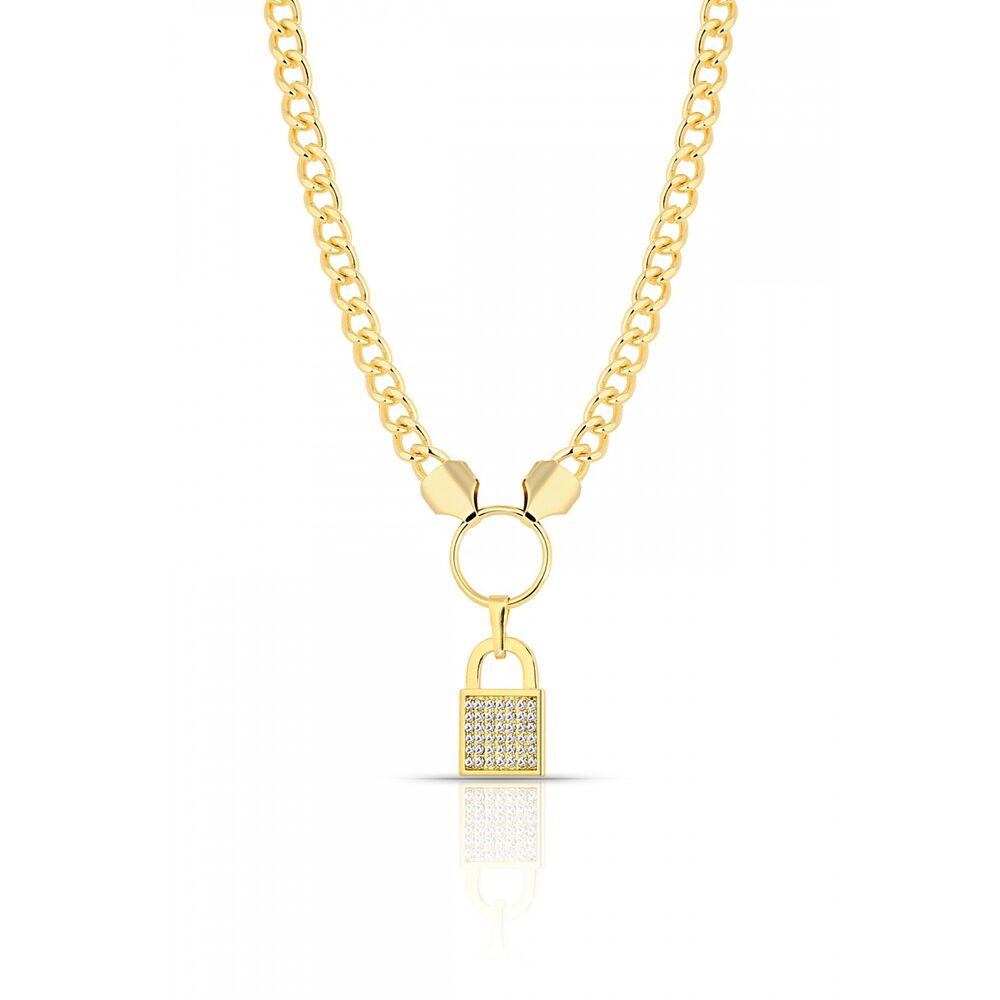 Women's necklace with a golden lock design - 1