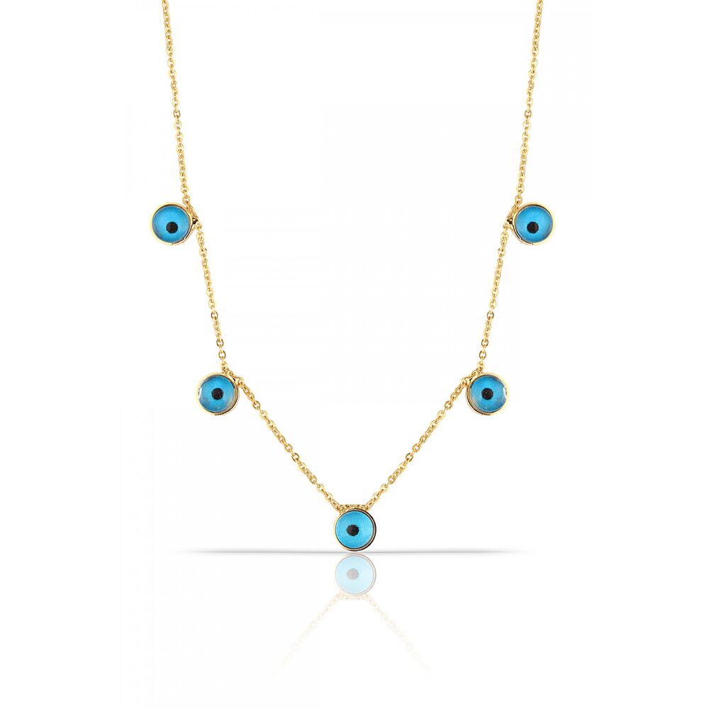 Women's necklace with blue eye design - 1