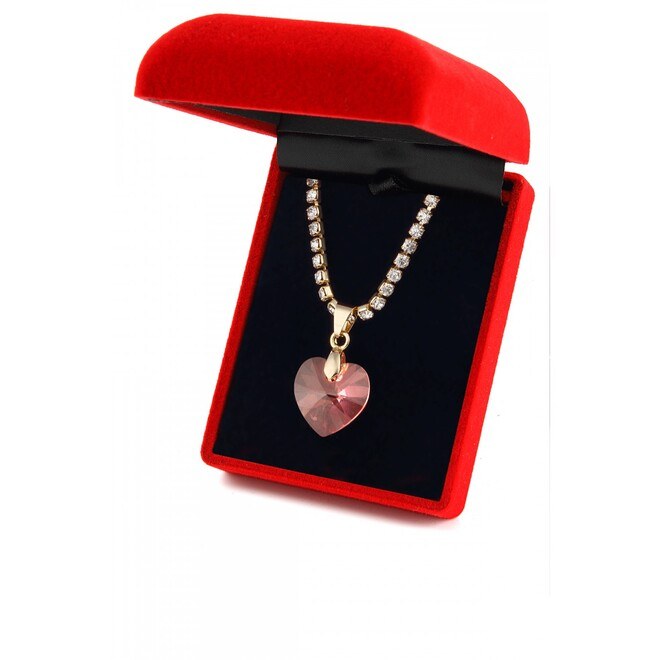 Women's necklace with pink crystal heart - 1