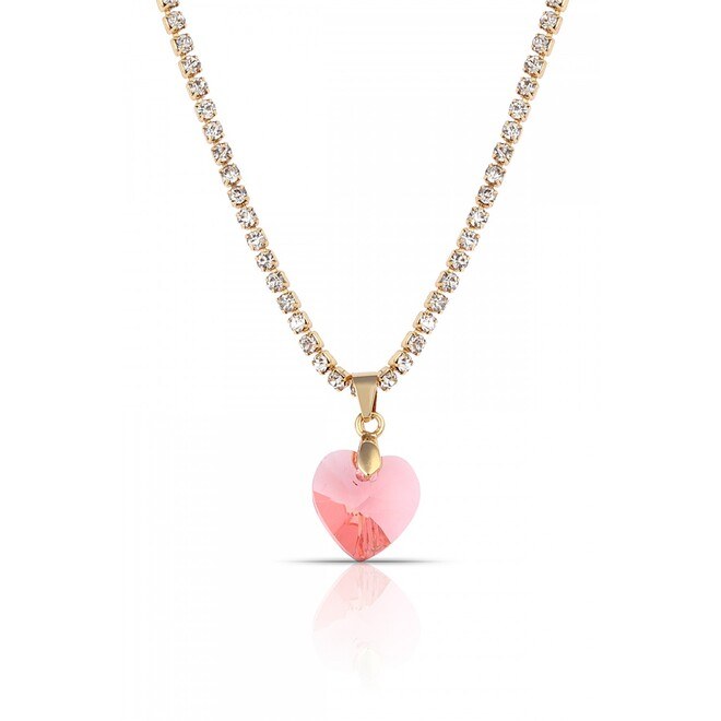 Women's necklace with pink crystal heart - 3