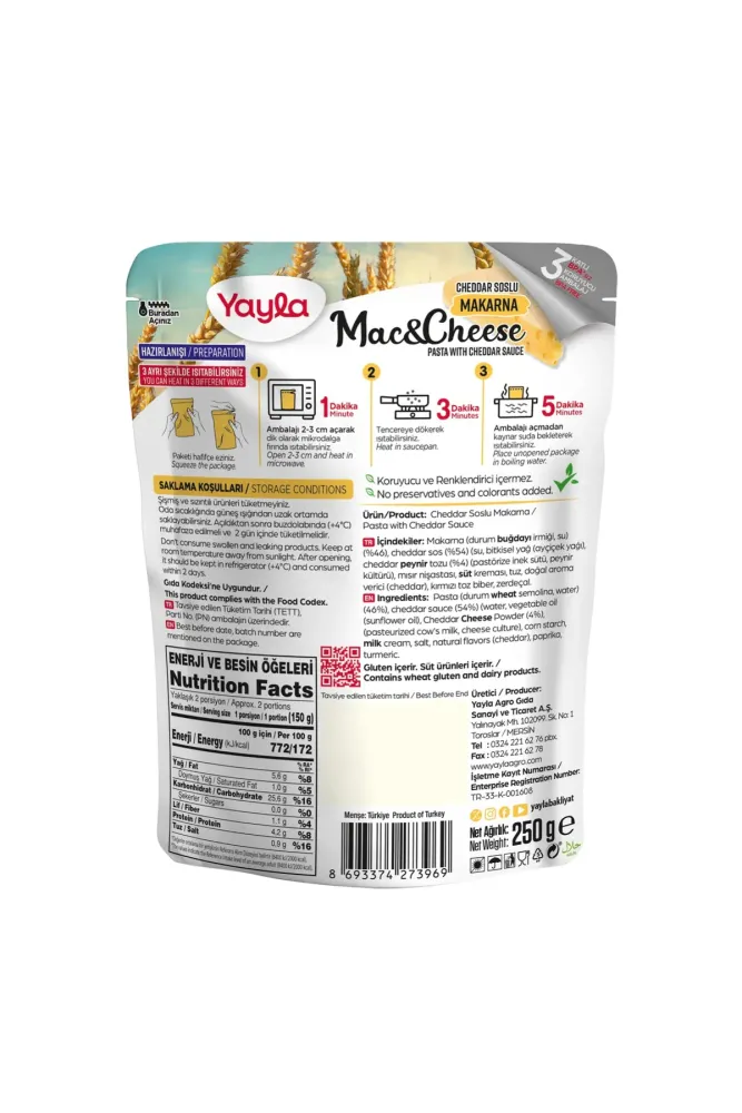 Yayla Mac&Cheese Cheddar Soslu Makarna 250 gr - 2