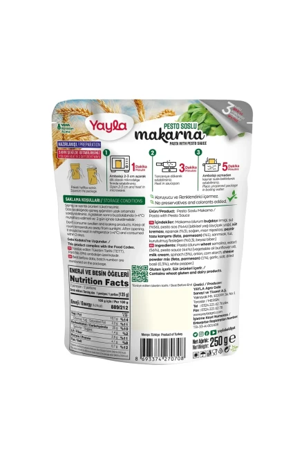 Yayla Ready Meal - Pasta with Pesto Sauce 250g - 2