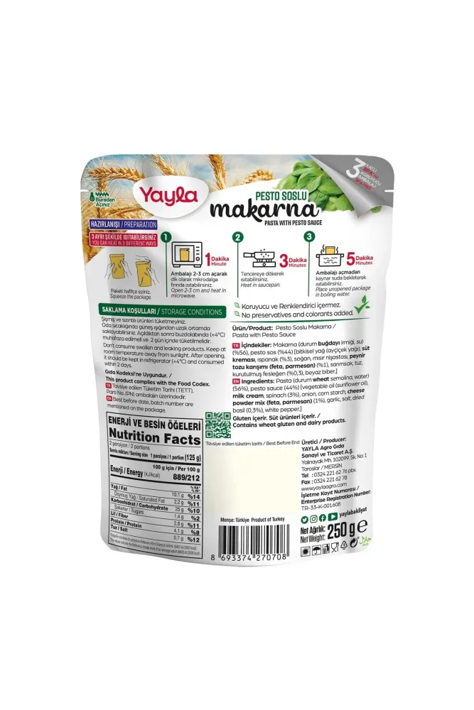 Yayla Yemek Hazır Pesto Soslu Makarna 250 Gr - 2